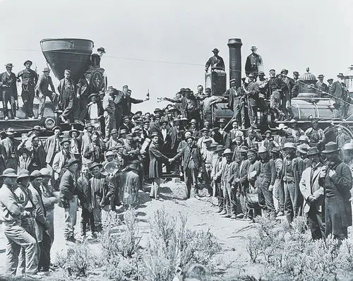 crowd of people and trains