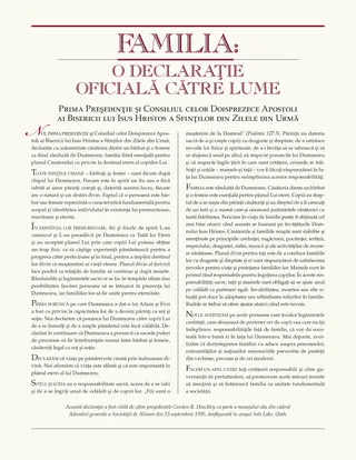 Familia: o declarație oficială către lume