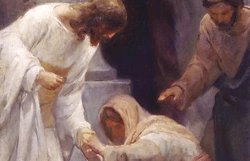 Jesus with the woman with the issue of blood