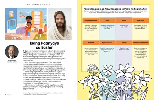PDF na pahina ni Jesucristo, dalawang magkapatid na magkayakap, at isang Easter countdown coloring activity