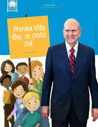 poster of children walking behind President Nelson