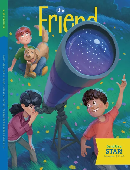 three children star gazing at night