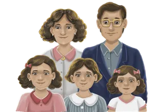 Adult Ángel with his wife and children