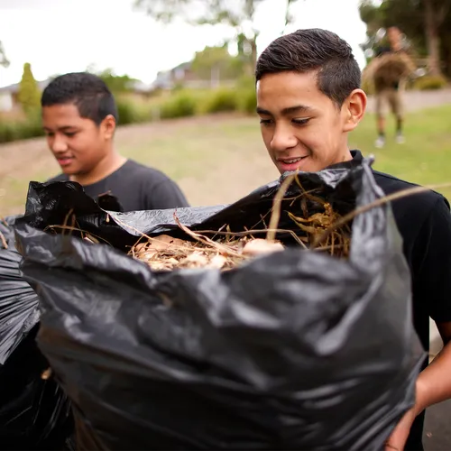 young men serving