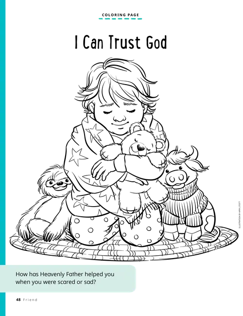 A girl holding a stuffed animal and praying