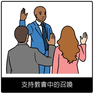 支持教會中的召喚福音符號