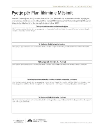 fletushkë, Pyetje për Planifikimin e Mësimit