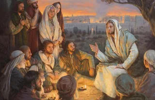 Jesus teaching a group of people