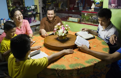 family reading scriptures