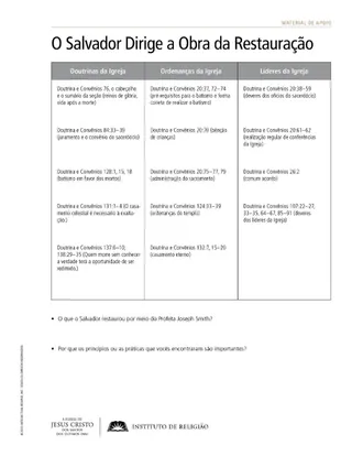 handout, Savior Directs the Work of the Restoration