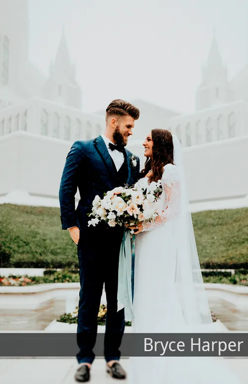 Bryce Harper with his wife