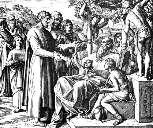 Job sitting among family and friends