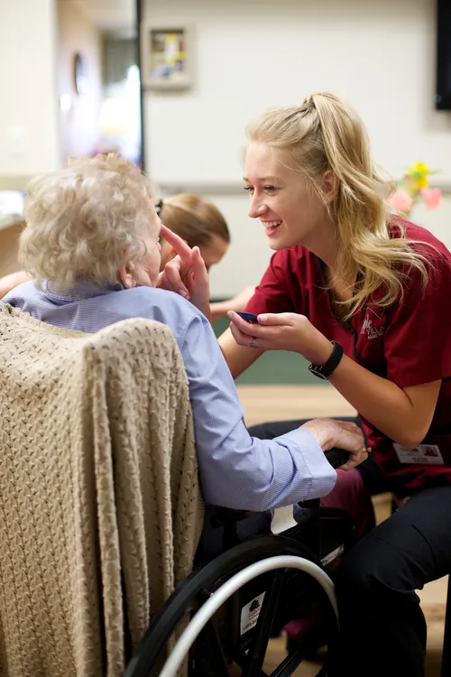 nurse with elderly woman