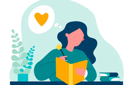 a woman writing in a journal