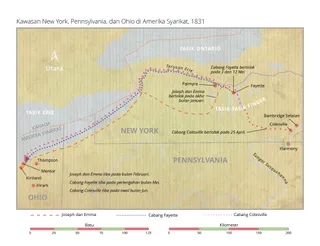 Peta New York, Pennsylvania, dan Ohio kawasan Amerika Syarikat, tahun 1831