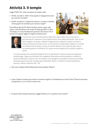 temple activity handout