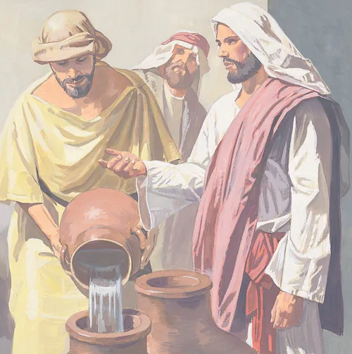 servants filling jars with water