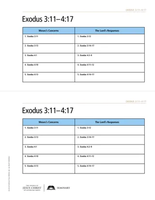 handout, Exodus chart
