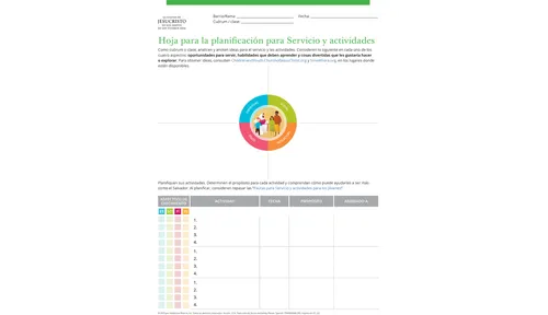 hoja para la planificación de servicio y actividades