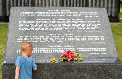 little boy at Okinawa monument