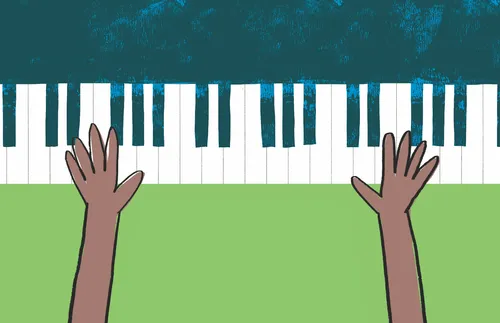 hands on piano keyboard