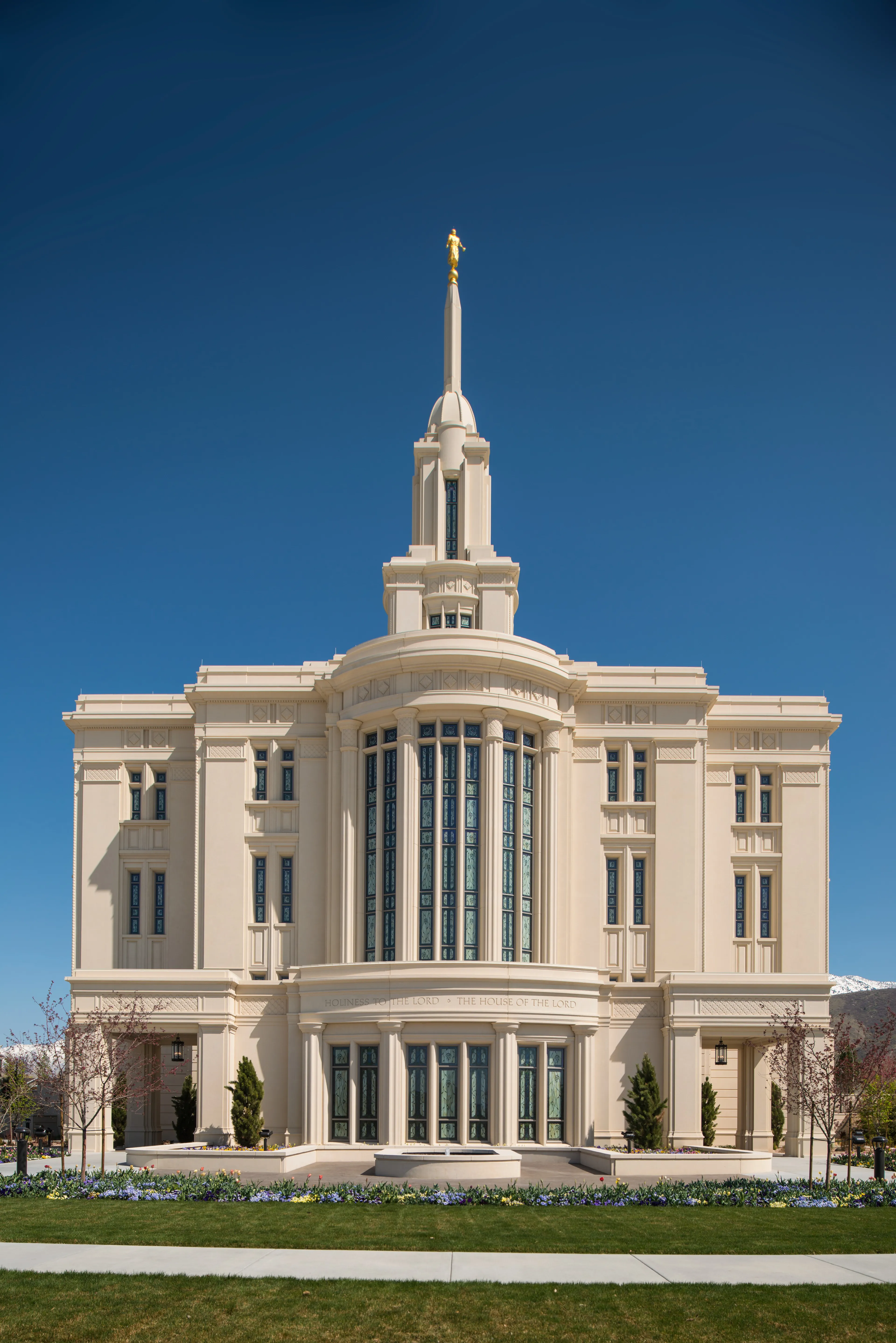 The west side of the Payson Utah Temple during the day.  