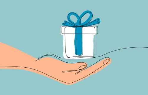 a hand holding a gift