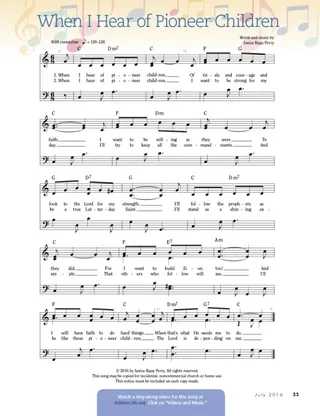 Music: When I Hear of Pioneer Children