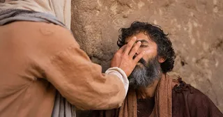 Christ heals a blind man