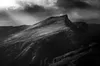 mountain in black and white