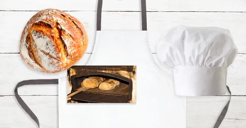 apron, bread, baking hat