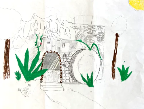 Child’s drawing of the Savior’s empty tomb