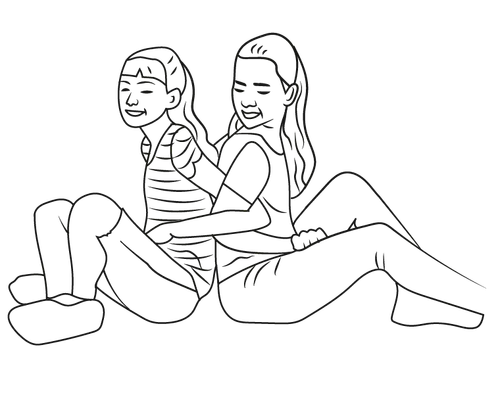 illustration of two young women linking arms