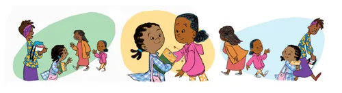 Girl and Mom meet another girl and mom