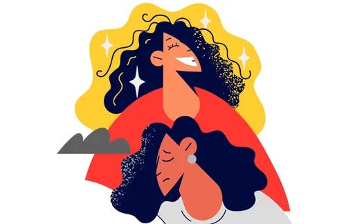 women looking sad and happy