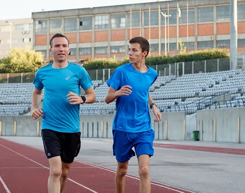 two men running