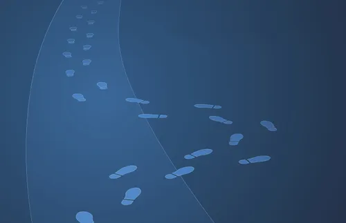 footsteps on blue background