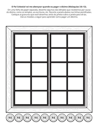 página de atividade: O Pai Celestial vai me abençoar quando eu pagar o dízimo
