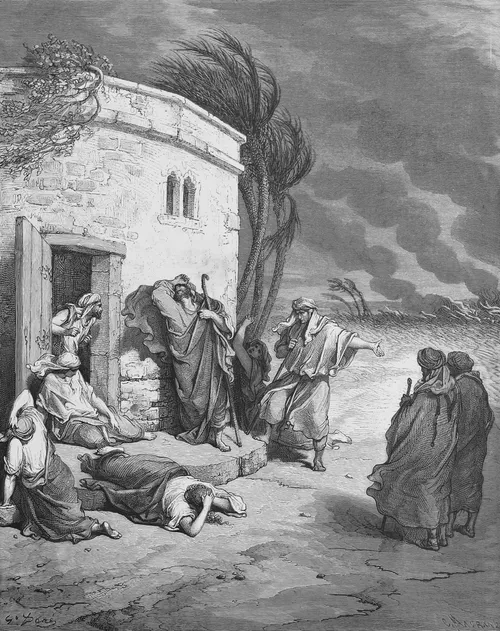 Job surrounded by people telling him of his ruin