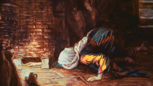 woman looking for her lost coin