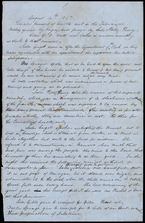 Female Council of Health minutes