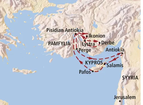 map, Paul’s first missionary journey
