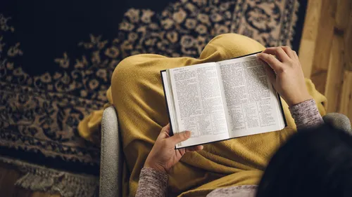 Studying the scriptures.