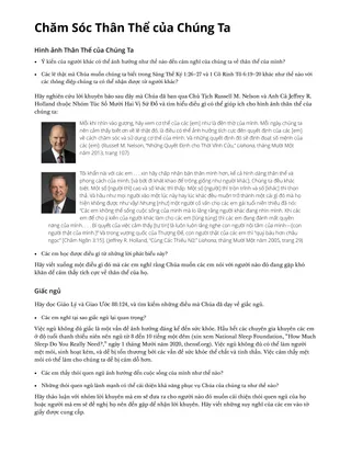 Chăm Sóc Thân Thể của Chúng Ta
