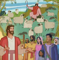 Jesus talking to people in Jerusalem.