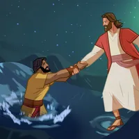 Jesus reaches out to Peter.