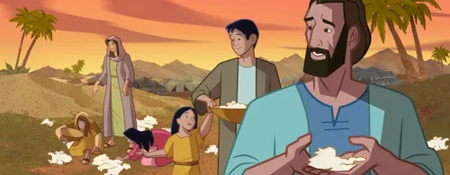 Gravura de israelitas recolhendo o maná