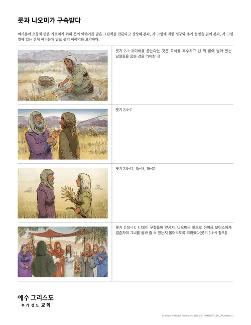 룻과 나오미가 구속받다 유인물