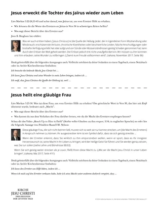 Arbeitsblatt: Jesus erweckt die Tochter des Jaïrus wieder zum Leben