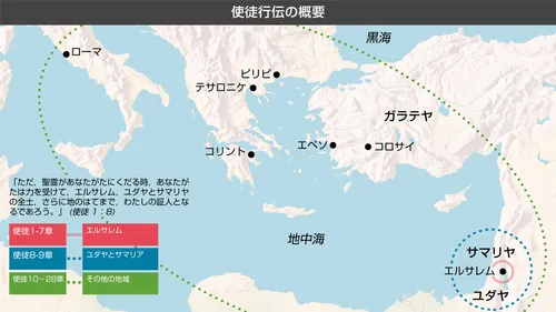 使徒たちが教えを説いた場所の地図